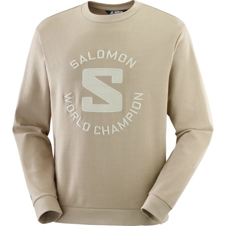 Beige Salomon Outlife Logo Summer Men's Sweatshirt | IE CU0328